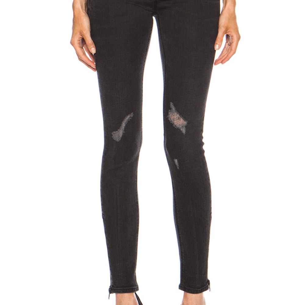 Rag & Bone Moto 3 zipper black jeans w zipper leg - Picture 5 of 8